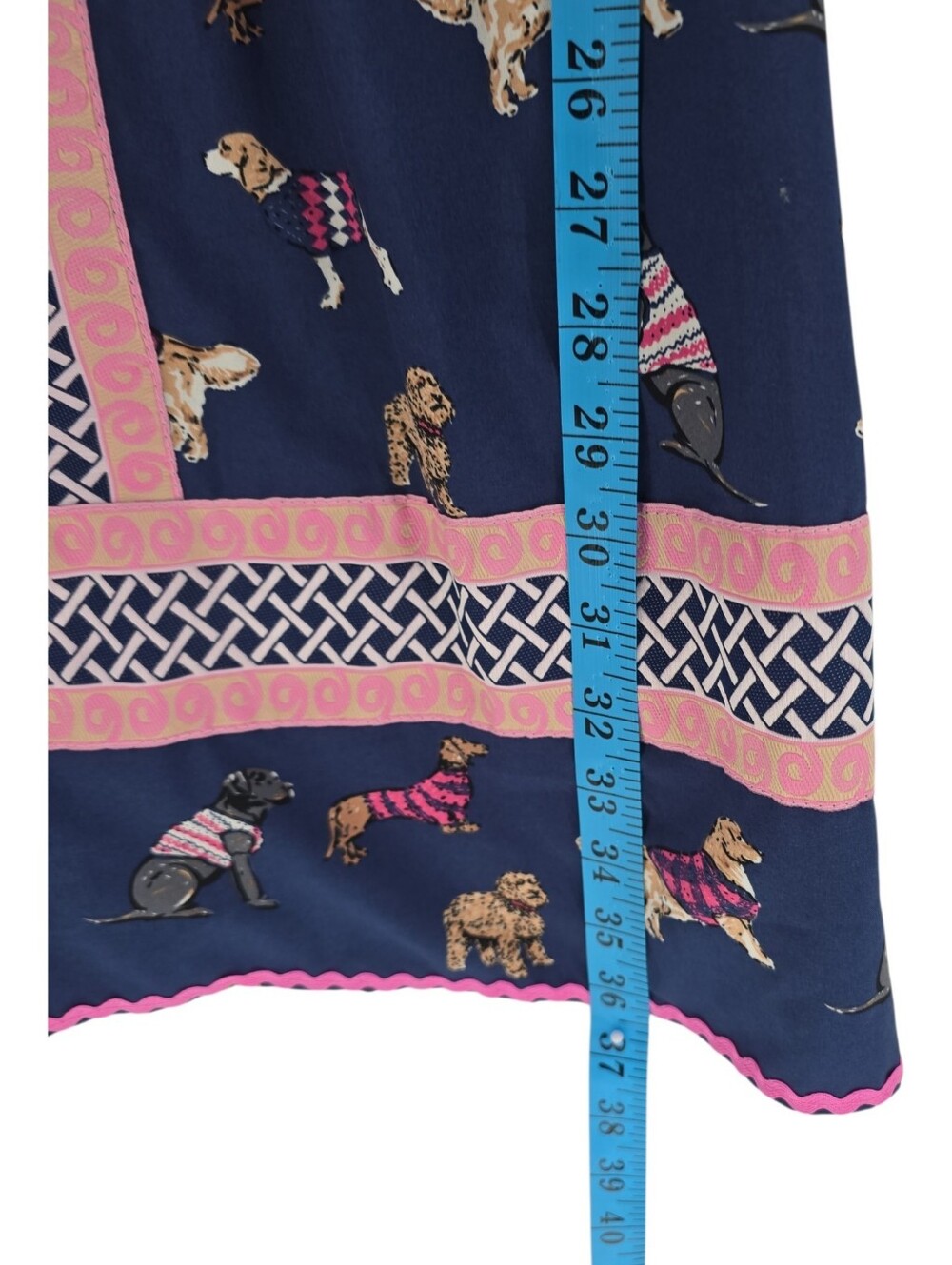 Simply Southern Ruffled Sleeve Dress Size XL Dog Print Navy & Pink - Picture 8 of 10